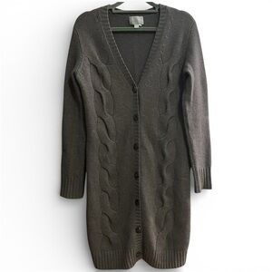 Pure Collection Cashmere Lambswool Long Elegant Brown Knit Dress Coat Cardigan 2